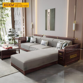 Bộ Bàn Ghế Sofa Óc Chó Phòng Khách Hiện Đại Tay Gộp Ngăn Kéo