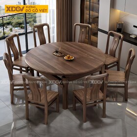 Bộ Bàn Gỗ Óc Chó Hiện Đại Thay Đổi Vuông Tròn Linh Hoạt