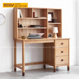 Bộ Bàn Học Liền Giá Sách Gỗ Sồi Mỹ Phong Cách Nhật Bản