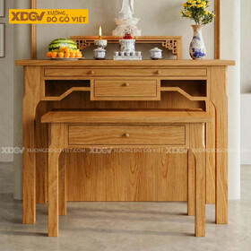 Bộ Bàn Thờ Gia Tiên Gỗ Sồi Cấu Trúc Nhị Cấp Thiết Kế Cổ...