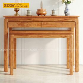 Bộ Bàn Thờ Mẹ Bồng Con Gỗ Gõ Đỏ Hiện Đại Thiết Kế Chân Cao