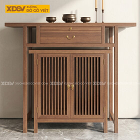 Bộ Bàn Thờ Mẹ Con Vân Óc Chó Thiết Kế Cánh Nan Chớp Độc...