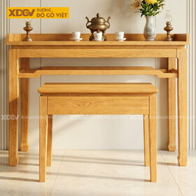 Bộ Bàn Thờ Mẹ Ôm Con Gỗ Sồi Thiết Kế Chân Móng Ngựa Thon Cao