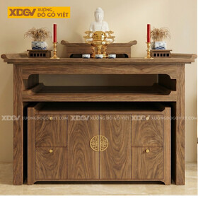 Bộ Bàn Thờ Phối Tủ Gỗ Óc Chó Tích Hợp Nhiều Ngăn Lưu Trữ