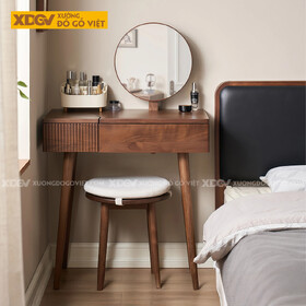 Bộ Bàn Trang Điểm Hiện Đại Gỗ Óc Chó Kết Hợp Piton Nâng Hạ