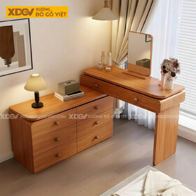 Bộ Bàn Trang Điểm Phòng Ngủ Gỗ Gõ Đỏ Cơ Chế Kéo Dài Cơ Động