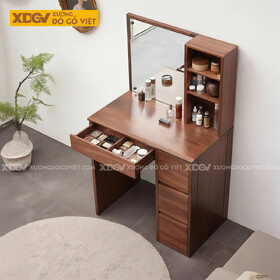 Bộ Bàn Trang Điểm Phòng Ngủ Gỗ Óc Chó Dáng Vuông Phối Gương