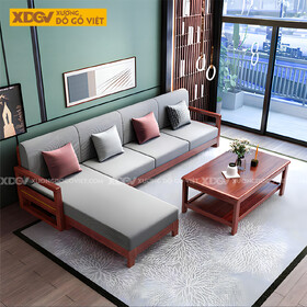 Bộ Sofa Căm Xe Phòng Khách Hiện Đại Chân Hộp Tựa Nan Gỗ