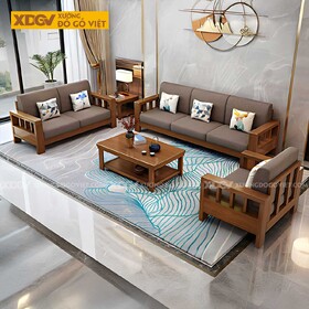 Bộ Sofa Chung Cư Gỗ Sồi Tự Nhiên Ghế Tựa Nan Đơn Giản