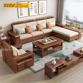 Bộ Sofa Gỗ Gõ Đỏ Hiện Đại Á Đông Tay Dày Uốn Lượn Sang Trọng