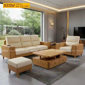 Bộ Sofa Gỗ Gõ Đỏ Sang Trọng Thiết Kế Tay Vuông Phối Ngăn Kéo