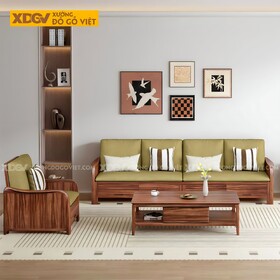 Bộ Sofa Gỗ Lim Hiện Đại Tối Giản Lót Nệm Phù Hợp Gia Đình