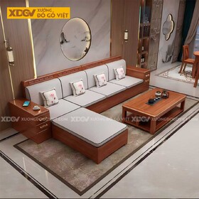 Bộ Sofa Gỗ Sồi Hiện Đại Á Đông Tay Tựa Ngăn Kéo Tiện Lợi