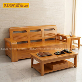 Bộ Sofa Góc L Phòng Khách Gỗ Lim Tựa Thoáng Khí Họa Tiết Sọc
