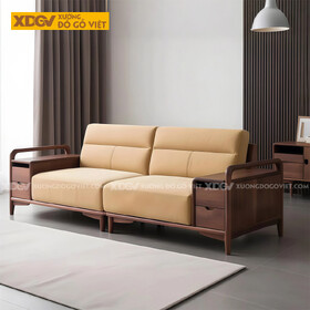 Bộ Sofa Phòng Khách Gỗ Óc Chó Tay Vịn Bản Lớn Dạng Hộp Vuông