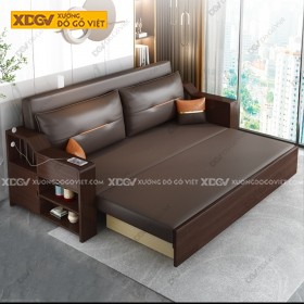 Ghế Kéo Thành Giường Veneer Sồi Hông Ghế 2 Tầng Kệ