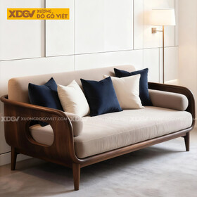Ghế Sofa Văng Gỗ Sồi Mỹ Dáng Thuyền Uốn Cong Liền Mạch