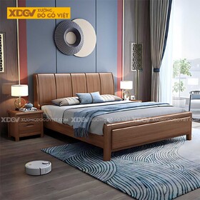 Giường Gỗ Căm Xe Tự Nhiên Đầu Ghép Tấm Dọc Liền Mạch