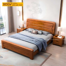 Giường Gỗ Gõ Đỏ Hiện Đại Vững Chãi Kẻ Rãnh Uốn Lượn...