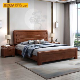 Giường Gỗ Gõ Đỏ Hiện Đại Vững Chãi Kẻ Rãnh Uốn Lượn...