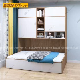 Giường Liền Tủ Gỗ MDF Công Nghiệp X7669