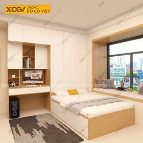 Giường Liền Tủ Gỗ MDF Công Nghiệp X7671