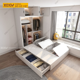 Giường Liền Tủ Gỗ MDF Công Nghiệp X7679
