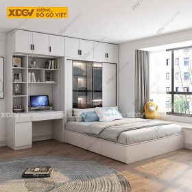 Giường Liền Tủ Gỗ MDF Công Nghiệp X7681