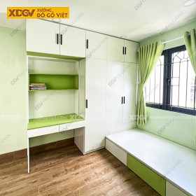 Giường Liền Tủ Gỗ MDF Công Nghiệp X7889