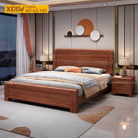 Giường Ngủ Căm Xe Thịt Hiện Đại Bo Góc Đầu Họa Tiết Núi...