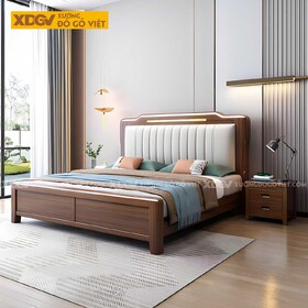 Giường Ngủ Gỗ Căm Xe Thịt Đầu Mái Đình Kẻ Chỉ Vàng Tinh...