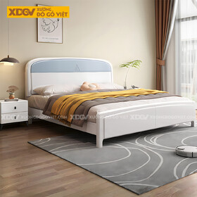 Giường Ngủ Gỗ Cao Su Đầu Bo Cong 2 Tầng Họa Tiết Cánh Buồm