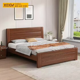 Giường Ngủ Gỗ Cao Su Kết Cấu Khung Cột Mặt Ngang Kẻ Chỉ