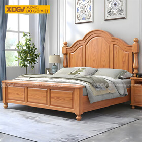 Giường Ngủ Gỗ Gõ Đỏ Tân Cổ Điển Đầu Vòm Cong Pano Đối Xứng