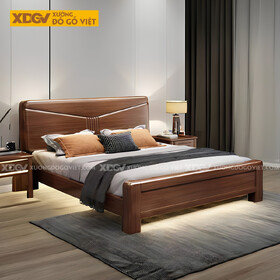 Giường Ngủ Gỗ Lim Hiện Đại Đầu Kẻ Chỉ Chữ V Rãnh Dọc...