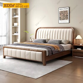 Giường Ngủ Gỗ Óc Chó Cổ Điển Đầu Đuôi Bọc Nệm Múi Dọc...