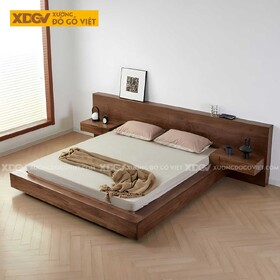 Giường Ngủ Gỗ Óc Chó Giấu Chân Đầu Liền Mạch Đa Năng