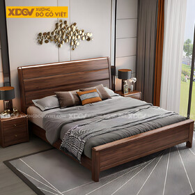 Giường Ngủ Gỗ Sồi Hiện Đại Đầu 3 Tầng Kẻ Rãnh Ngang