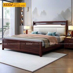 Giường Ngủ Gỗ Tự Nhiên Căm Xe Á Đông Đầu Bọc Nệm Kẻ...