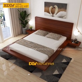 Giường Ngủ Gỗ Veneer Xoan Đào Đầu Bảng Gỗ Tấm Lớn