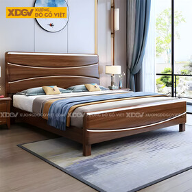 Giường Ngủ Gỗ Xoan Đào Bo Góc Kẻ Chỉ Lượn Sóng Nghệ Thuật