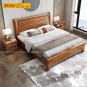 Giường Ngủ Lim Hiện Đại Gỗ Dày Đầu Dáng Cánh Chim Cách...