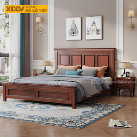 Giường Ngủ Lim Thịt Tân Cổ Điển Khung Gỗ Pano Phào Chỉ