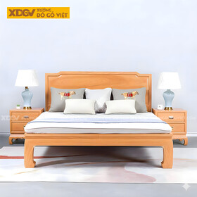 Giường Phản Gỗ Gõ Đỏ Hiện Đại Tối Giản Chân Quỳ Sang Trọng