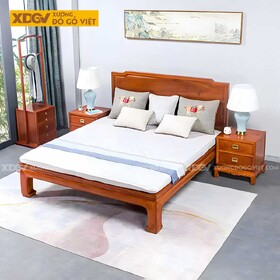 Giường Phản Gỗ Gõ Đỏ Hiện Đại Tối Giản Chân Quỳ Sang Trọng