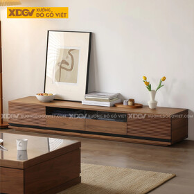Kệ Để Tivi Gỗ Óc Chó Tủ Trung Tâm Kết Hợp Phối Kính Hiện...