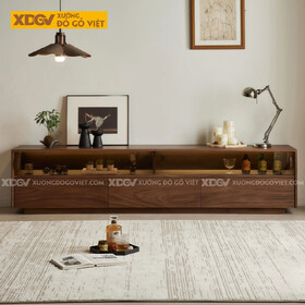Kệ Để Tivi Phòng Khách Gỗ Óc Chó Tích Hợp Tủ Kính Sang Trọng