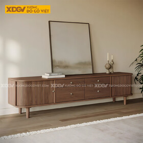 Kệ Để Tivi Sồi Mỹ Cánh Nan Trượt 2 Bên Kết Hợp Ngăn Kéo