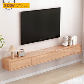 Kệ Tivi Âm Tường Gỗ Sồi Hiện Đại Tối Giản Bo Góc Tay Âm...