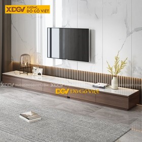 Kệ Tivi Công Nghiệp Màu Nâu Mặt Trắng Vân Đá